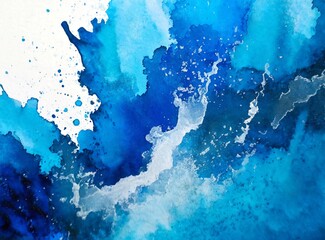 Fototapeta na wymiar Blue ink splash on white background