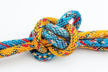 two ropes of different colors tied into a knot