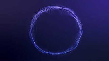 Electrifying circle-shaped frame. Frame with waves. Abstract navy blue background with space for text or logo. For use in business, digital, web, network,