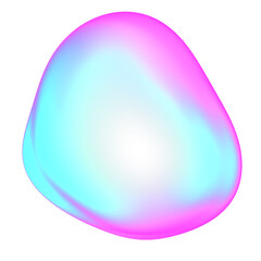 The large, colorful, abstract, bubble 3D object with a blue and pink hue