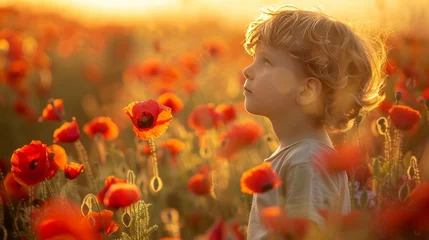 Fototapeten Child in Poppy Field Lifestyle © XtravaganT