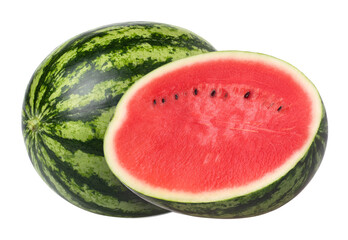 Watermelon and half isolated, Fresh and Juicy Watermelon, transparent PNG, PNG format