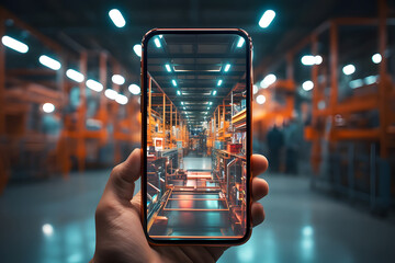 Taking picture on smartphone while carrying out inspection production. Businessperson use mobile phone in hand taking photos in industrial factory of modern department production structures business.	