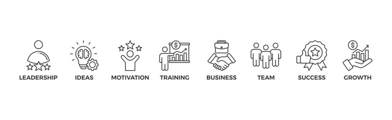Learn and lead banner web icon vector illustration concept with icon of leadership, ideas, motivation, training, business, team, success, and growth	