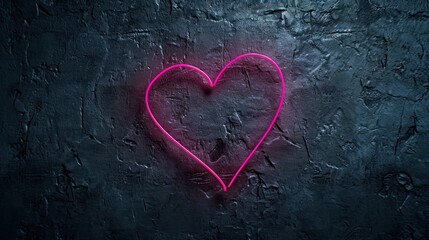 neon pink heart on a textured charcoal grey background, ideal for modern love-themed graphic designs or edgy Valentine's Day campaigns.