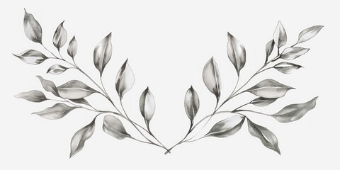 Hand drawn wedding herb, plant and monogram with elegant leaves.