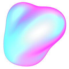 The large, colorful, abstract, bubble 3D object with a blue and pink hue