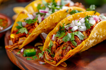 Traditional Mexican Tacos with Chicken and Fresh Vegetables