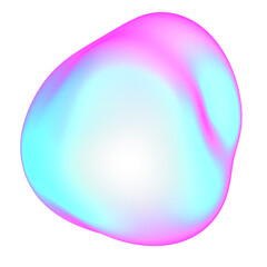 The large, colorful, abstract, bubble 3D object with a blue and pink hue