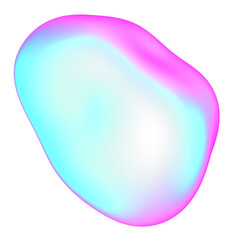 The large, colorful, abstract, bubble 3D object with a blue and pink hue