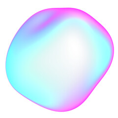 The large, colorful, abstract, bubble 3D object with a blue and pink hue