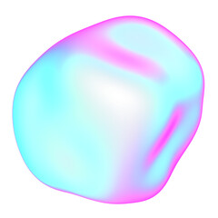 The large, colorful, abstract, bubble 3D object with a blue and pink hue