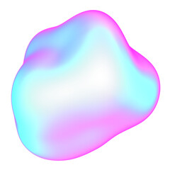 The large, colorful, abstract, bubble 3D object with a blue and pink hue