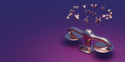 Zodiac signs, horoscope icons. Astrology symbols, Capricorn, Taurus, Libra and Scorpio constellations. Twelve astrological avatars. 3d render.