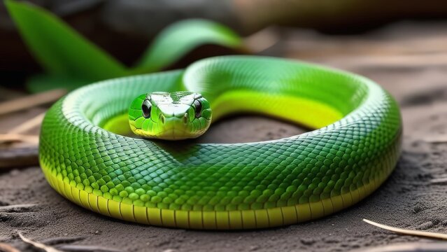 green snake in the grass