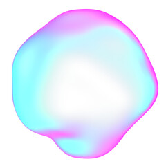 The large, colorful, abstract, bubble 3D object with a blue and pink hue