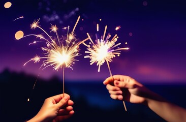 hand with fireworks