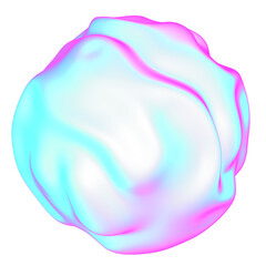 The large, colorful, abstract, bubble 3D object with a blue and pink hue