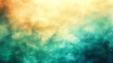 Soft blurred bokeh background in emerald green, yellow, and champagne gold colors