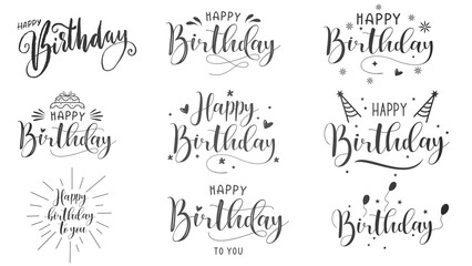 Happy Birthday designer text  - obrazy, fototapety, plakaty