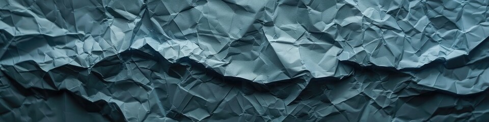 Experience the intricate details of a single-colored crumpled paper texture background in soothing blue hues, perfect for minimalist compositions. - obrazy, fototapety, plakaty