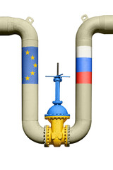 Ukrainian shutoff valve on the gas pipeline between Russia and the European Union - 761395345