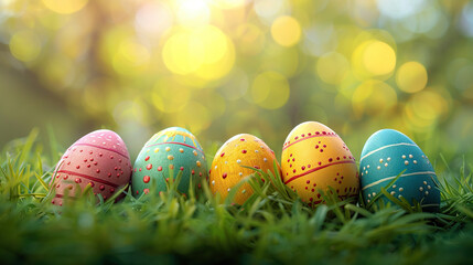 happy easter rabbit or bunny and easter egg , greeting card, copy text space
