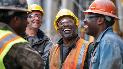 Construction Workers' Joyful Moment