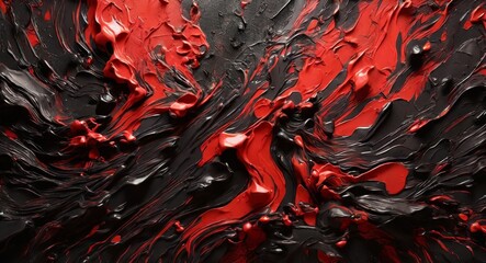 Red Glitch and Black Color Art Water Ink