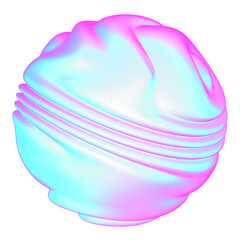 The large, colorful, abstract, bubble 3D object with a blue and pink hue