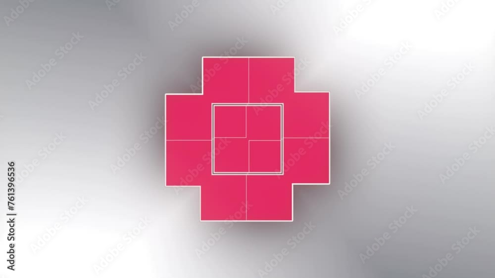 Poster Loop animation of colorful geometric shapes on a light background. 3d rendering