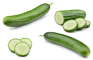 Cucumber isolated on white background with clipping path