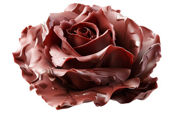 a rose made of chocolate with a bite mark on it isolated on transparent background, png file