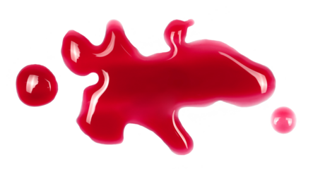 Puddle of sour cherry juice isolated on white background, clipping path
