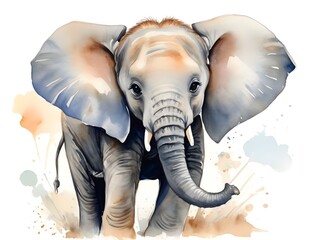 Baby elephant, watercolor	