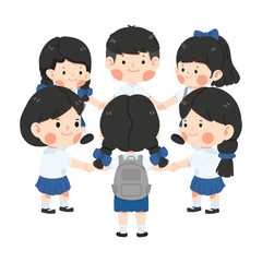 Group of happy Children Holding Hands  Smiling Team - 761400955
