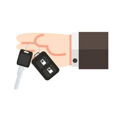 Hand Businessman holding car key doodle - 761400959