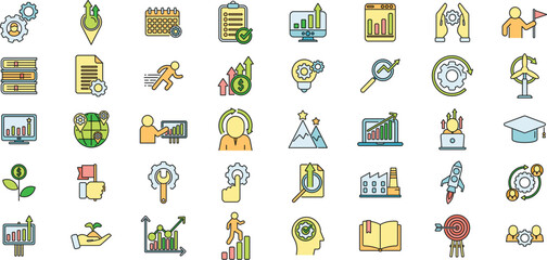 Sustainable development icons set outline vector. Goal security. Poverty city thin line color flat isolated
