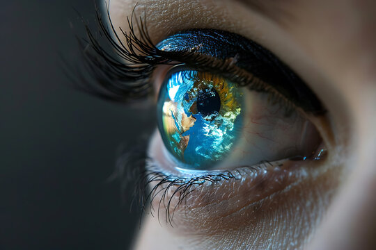 A detailed close-up of a human eyeball, showcasing the intricate beauty and complexity of the human eye. 