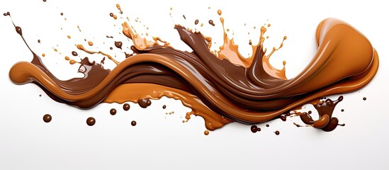A blend of chocolate and caramel, two key ingredients in creating a delicious dessert. The contrast of colors resembles a fashion accessory on a white background, like a stylish art piece