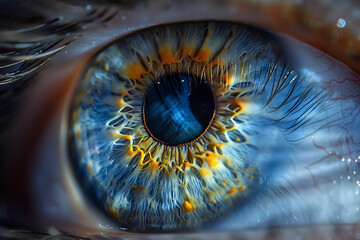 A detailed close-up of a human eyeball, showcasing the intricate beauty and complexity of the human eye. 