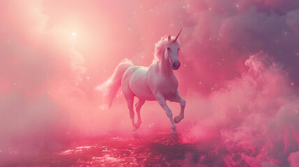 Obraz na płótnie Canvas Magical Unicorn Galloping Through Fiery Stars