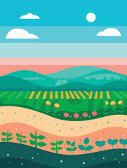 Fototapeta na wymiar vector illustration of farm land