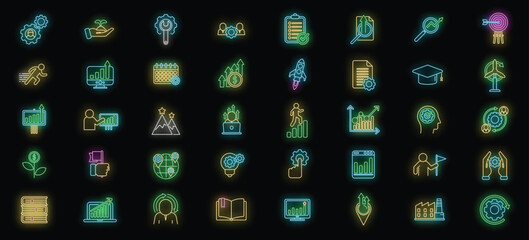 Sustainable development icons set outline vector. Goal security. Poverty city neon color isolated