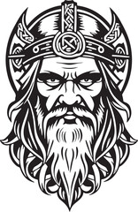 Extraordinary line art style Viking head vector graphic template, Suitable for logo design, tattoo design or print on demand
