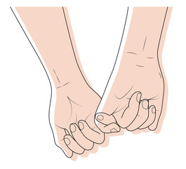 Happy couple holding hands, illustration.