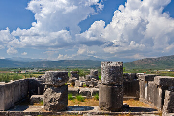 Ancient temple of Zeus in Stratos region, in Greece. The temple was built in 4th BC but it was never finished, probably due to military fights in the region.   © YiannisMantas