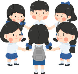 Group of happy Children Holding Hands  Smiling Team - 761403310