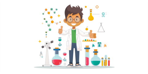 scientist opening process showing thumb up gesture as focus.