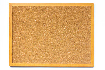Brown cork board on white background with copy space for memo, remind